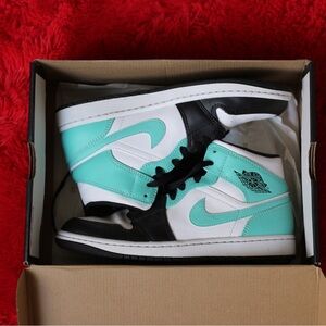Teal and White Jordans